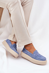 Ladies Suede Moccasins On Platform Vinceza 79535 Blue