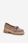 Mokasyny Zamszowe Damskie Ozdoba Zazoo 3429/W Cappuccino