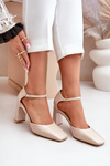 Heels made of patent eco leather beige Emindria
