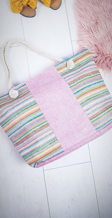 Large Beach Bag Sack with Drawstring Pink