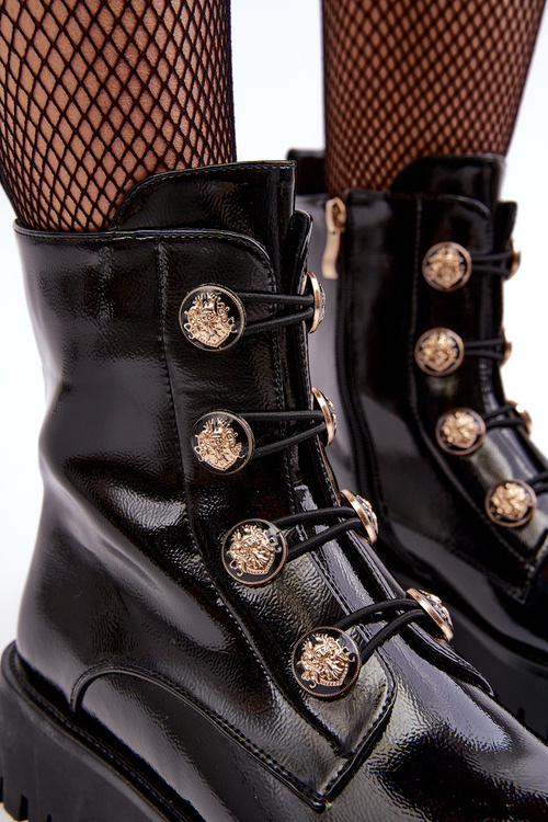 Women's Quilted Boots with Ornamental Buttons D&A MR870-51 Black
