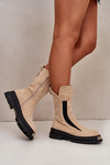 Suede Insulated Boots On Flat Heel Light Beige Palimra