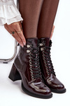 Lace-Up Heel Boots in Burgundy SBarski MR870-06