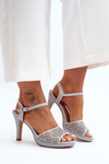 Embellished Sandals with Heel D&A MR1038-44 Silver