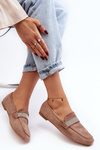 Women's Moccasins with Zircons Light Brown Ralrika