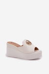Platform And Wedge Sandals With Decoration White Nanessia