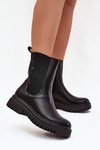 Women Chelsea Boots On Platform And Flat Heel Slip On Black Ravessa