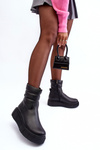 Leather Women's Platform Boots Black Suam