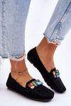 Women's Suede Loafers With Crystals Black Lucille