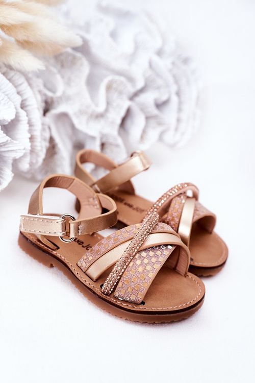 Children's Sandals With Sequins Gold Becky