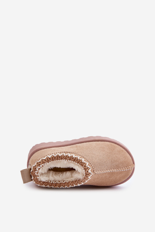 Botki Śniegowce Ocieplane Futerkiem Platforma Beżowe Vilabria