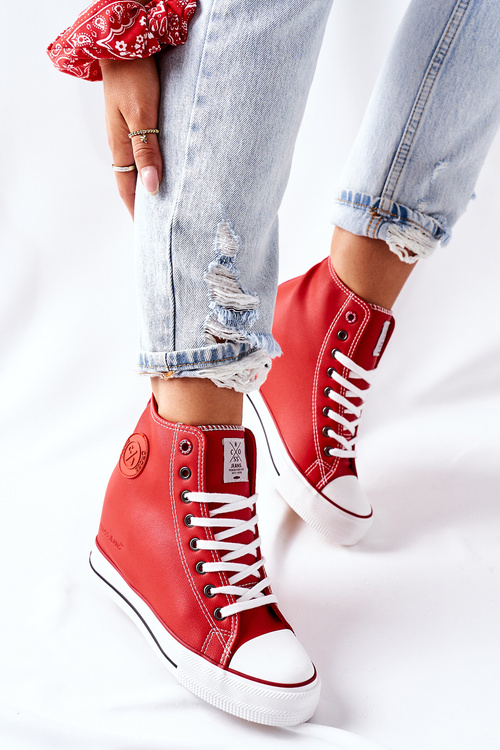 Leather Wedge Sneakers Cross Jeans II2R4026 Red