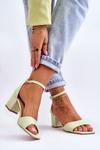 Low Heel Leather Sandals Light Green Whitney