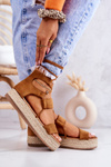 Espadryle Platforma Wiązane Camel Fuerta