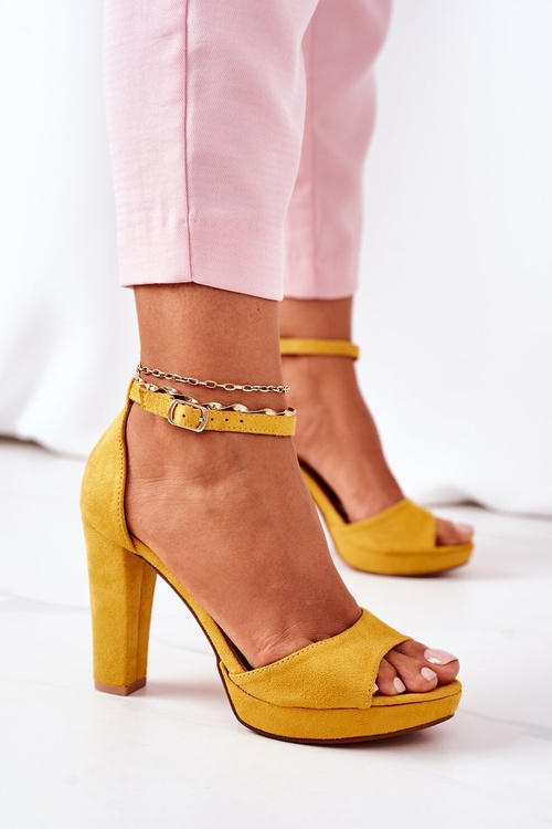 Suede High Heel Sandals Yellow Sarah