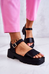 Leather Sandals On Heel Black Sovie