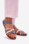Women's Sandals With Intertwining Straps Blue Sergio Leone SK090H