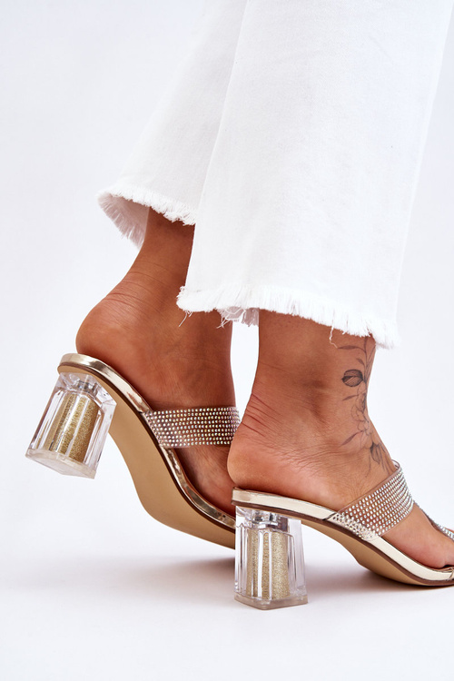 Heeled Sandals With Rhinestones gold Jaxen