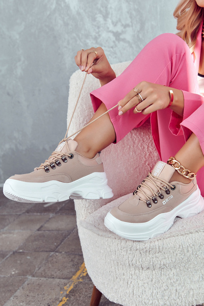 Sportowe Buty Sneakersy Damskie Beżowe Big Star JJ274A222