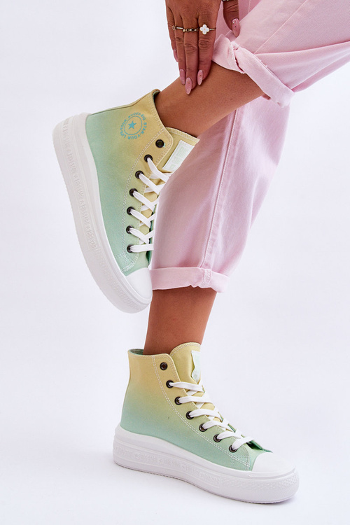 High Platform Sneakers Big Star LL274A190 Yellow-Green