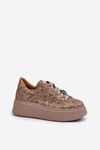 Buty Sportowe Skóra Platforma Maciejka 06191-10 Beżowe