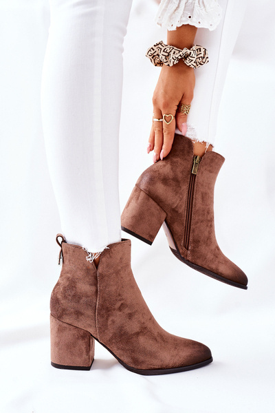 Women’s Boots On High Heel Suede Beige Carrick