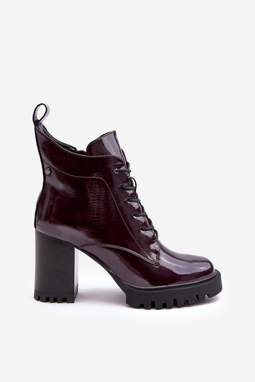 Women's Polished Heel Boots Lined Burgundy D&A MR870-54