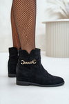 Womens Ankle Boots On Hidden Wedge Made Of Eco Suede Black Ofcorna