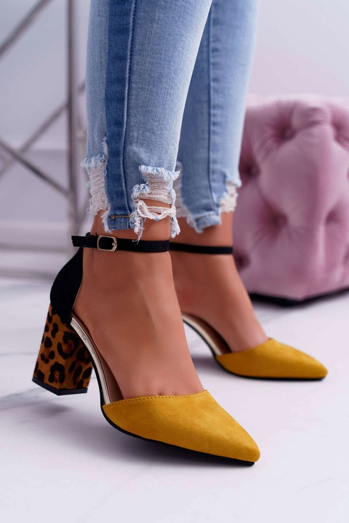 Women's Leopard Printed Stiletto pumps Yellow Ferri