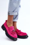 Women's Suede Loafers Moccasins Fuchsia Ramvli