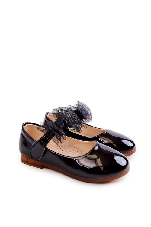 Lacquered Children's Ballerinas With Velcro Black Carla