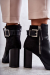 Leather Boots On High Heels With A Decorative Zipper Black Rosita