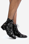 Suede Patterned Ankle Boots With Flat Heel Maciejka 06391-01 Black