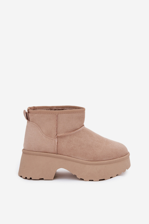 Women's Low Slip-On Snow Boots Lined With Fur Khaki Mavelle