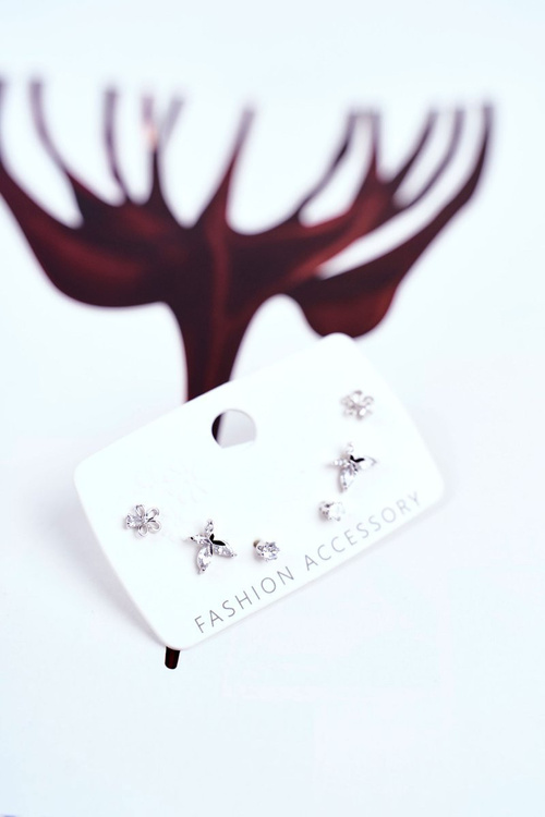 Women's Earrings With Zircons Silver 3 pairs Juliet