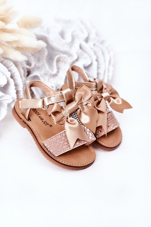 Children's Sandals With Bow Gold Beebee