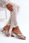 Women's Sandals in Faux Leather with Low Heel Silver Monsha
