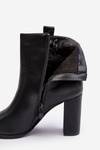Women's Leather Boots On Heel Black Vevine