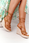 Lace-up Wedge Sandals With Braids Camel Run The World