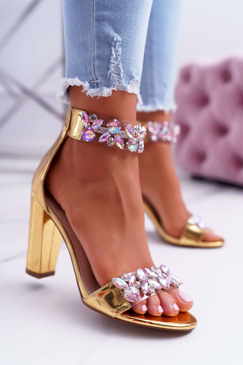 Lu Boo Gold Mirror Zircon Lambada Sandals