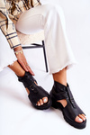 Women's Leather Sandals With Zipper Nicole 2748 Black