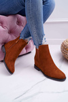 Botki Damskie na Koturnie Zamsz Camel Tema