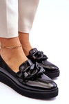 Lacquered Wedge Loafers Black Semma