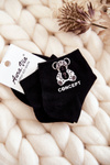 Women's Cotton Socks With A Silver Teddy Bear Black