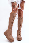 Lace-Up Insulated Ankle Boots Dark Beige Bergdis
