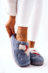 Christmas slippers Santa Claus and Reindeer Grey