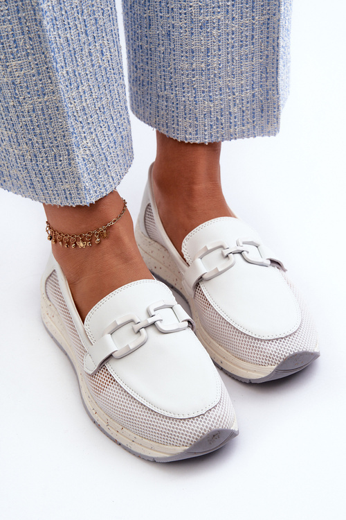 Women's Leather Moccasins D&A TW210 White