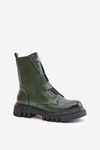 Warm Women’s Worker Boots with Zipper Eco Leather Green Mailyra