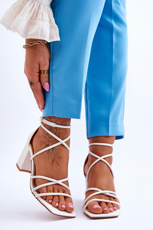 Leather Fashionable Women's Sandals Heels White Primma