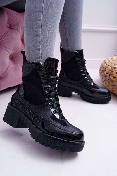 Women's Boots High Black Trappers Nemtere